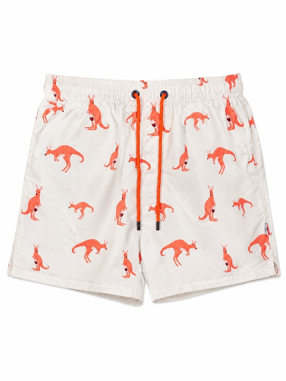 Bondi Beamers Kangaroo Print Swim Trunks Size Small Cream Neon Coral Beach Short